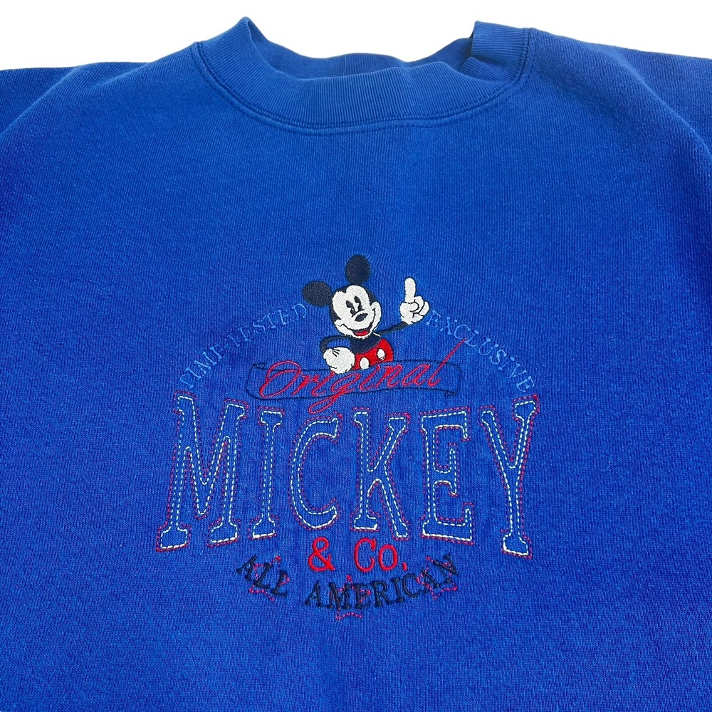 Vintage Disney Mickey Crewneck Sweatshirt Made USA Brazos Embroidered XL